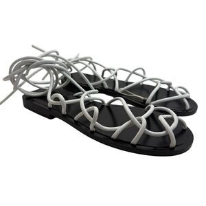 Khaite Lyon Lace-Up Flat Sandals In White Size 37